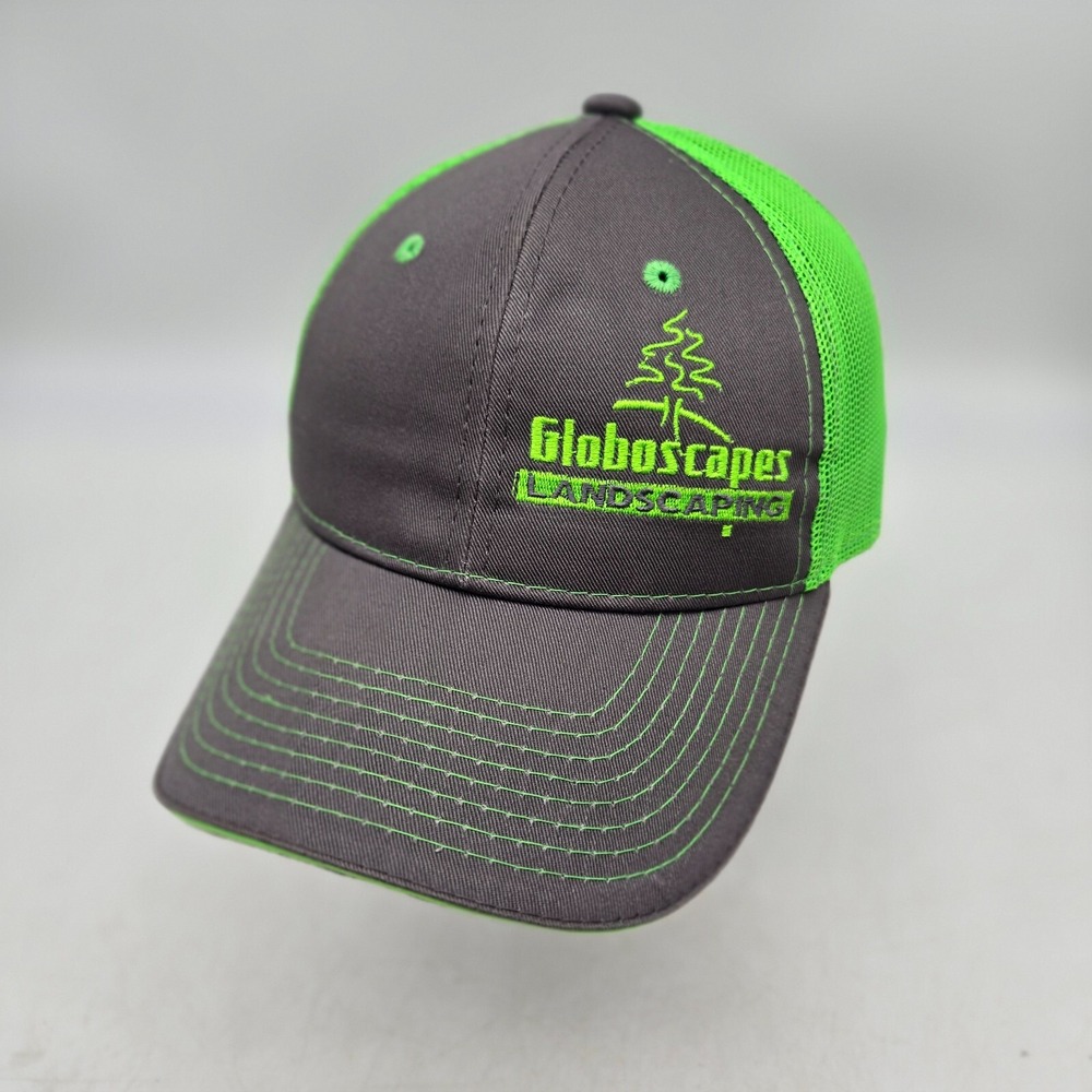 Globoscapes Landscaping Snapback Hat Baseball Cap Gray Neon Green Mesh Outdoor